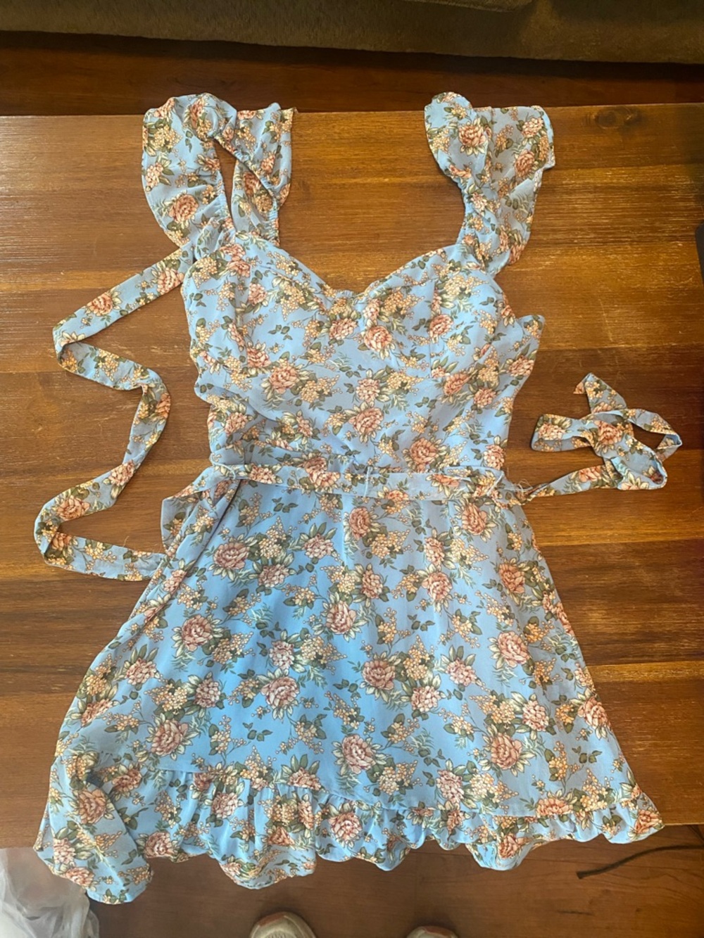 Lily Rose Light Blue Floral Smocked Sundress